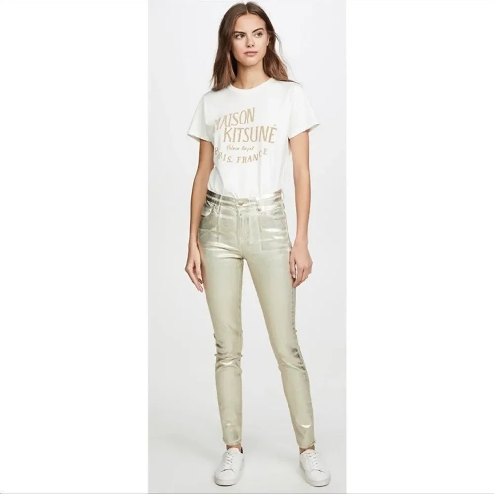 J Brand Maria High Rise Skinny Ribbed Gold Messaline Corduroy Pants Size 25 NWT - Picture 10 of 14